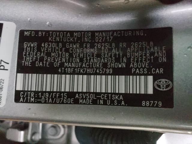 Photo 9 VIN: 4T1BF1FK7HU745799 - TOYOTA CAMRY LE 