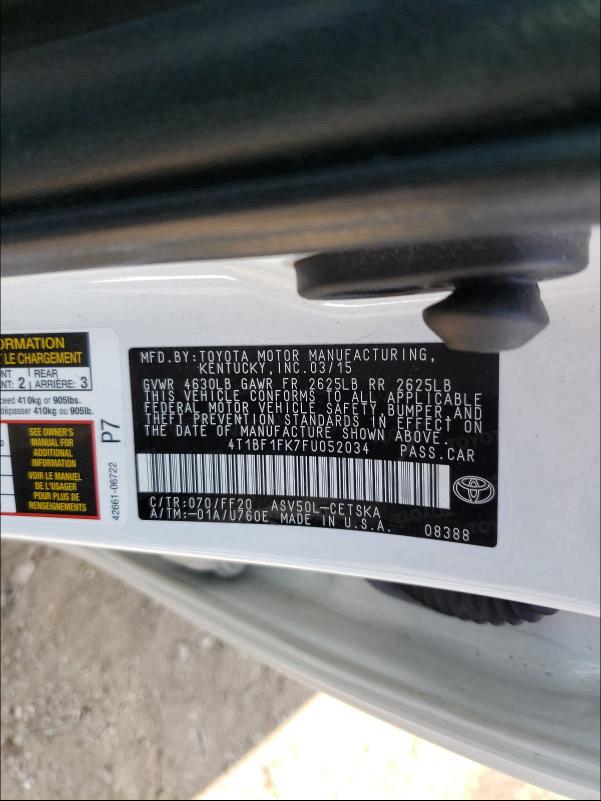 Photo 9 VIN: 4T1BF1FK7FU052034 - TOYOTA CAMRY LE 