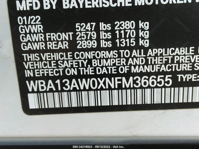 Photo 8 VIN: WBA13AW0XNFM36655 - BMW 4 SERIES 