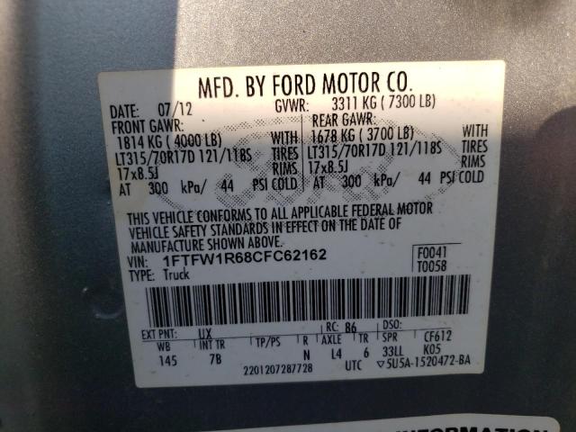 Photo 9 VIN: 1FTFW1R68CFC62162 - FORD F150 SVT R 