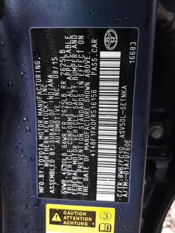Photo 11 VIN: 4T4BF1FK0FR516156 - TOYOTA CAMRY LE 