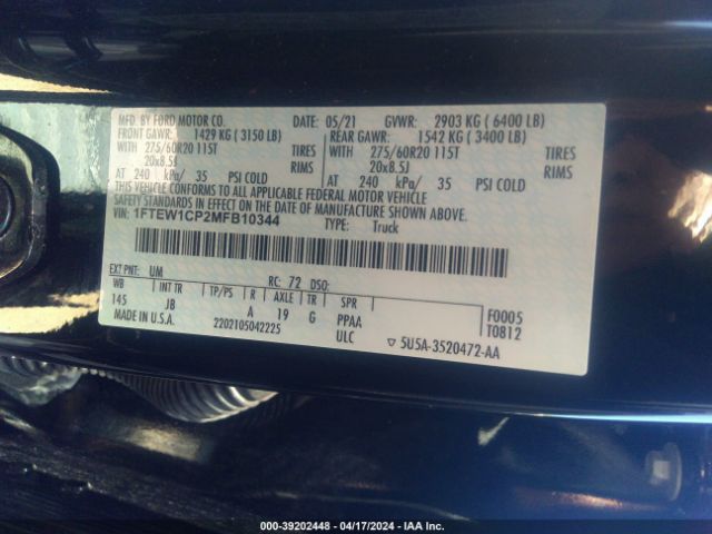 Photo 8 VIN: 1FTEW1CP2MFB10344 - FORD F-150 