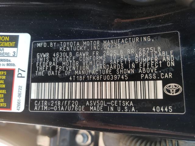 Photo 9 VIN: 4T1BF1FK8FU039745 - TOYOTA CAMRY LE 